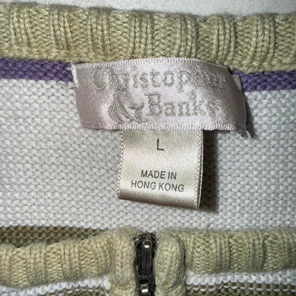 vtg 80s 90s stripe full zip grandmacore preppy spring 2026 - Picture 3 of 4